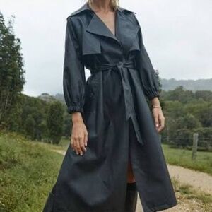 Faux Leather Trench Coat
